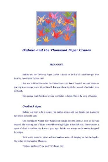 Sadako And The Thousand Paper Cranes Book PDF Free Download