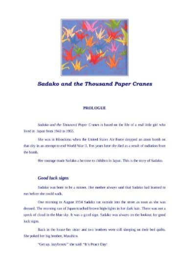 Pdf Sadako And The Thousand Paper Cranes Pdf Panot Book