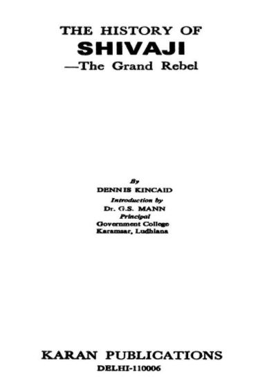 The History Of Shivaji The Grand Rebel Book PDF Free Download