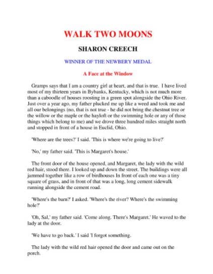 Walk Two Moons Book PDF Free Download
