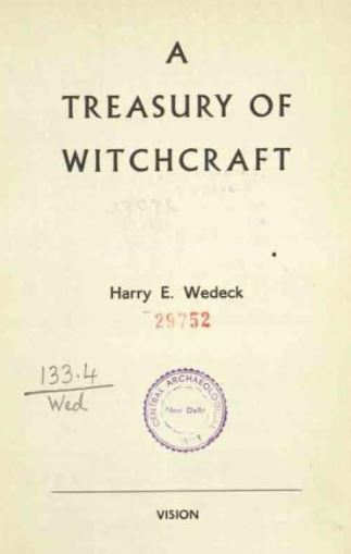 Treasury of witchcraft By Harry E Wedeck Book PDF Free Download