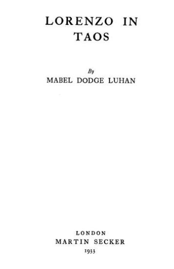 Lorenzo In Taos(1933) Book PDF Free Download