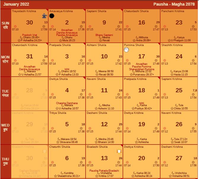 [PDF] हिंदी पंचांग कैलेंडर 2022 | Hindu Calendar With Tithi PDF » Panot