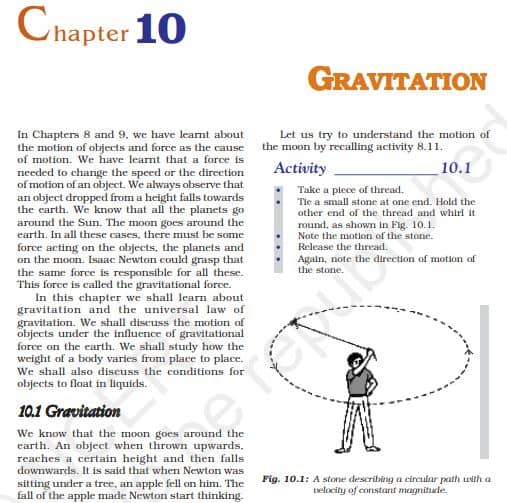 case study on gravitation class 9