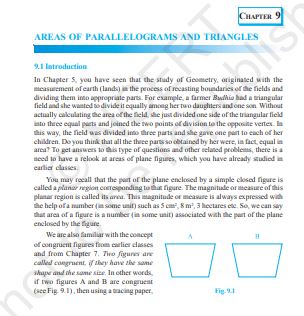 Areas of Parallelograms and Triangles Chapter 9 Class 9
