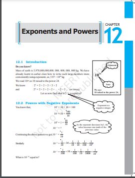 Exponents And Powers Chapter 12 Class 8