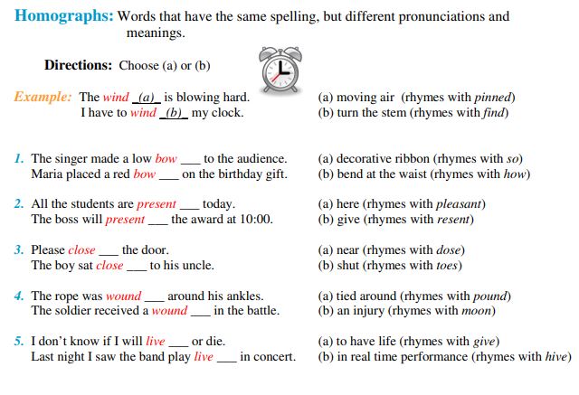 Homographs List PDF