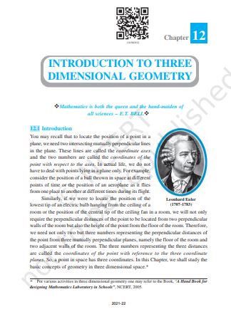 Introduction to Three Dimensional Geometry