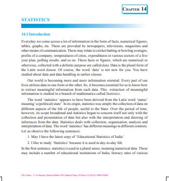 Statistics Chapter 14 Class 9 Maths NCERT