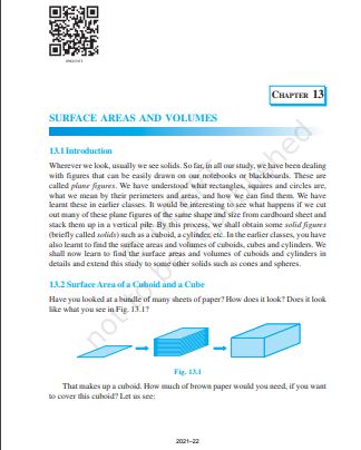 Surface Areas and Volumes Chapter 13 Class 9