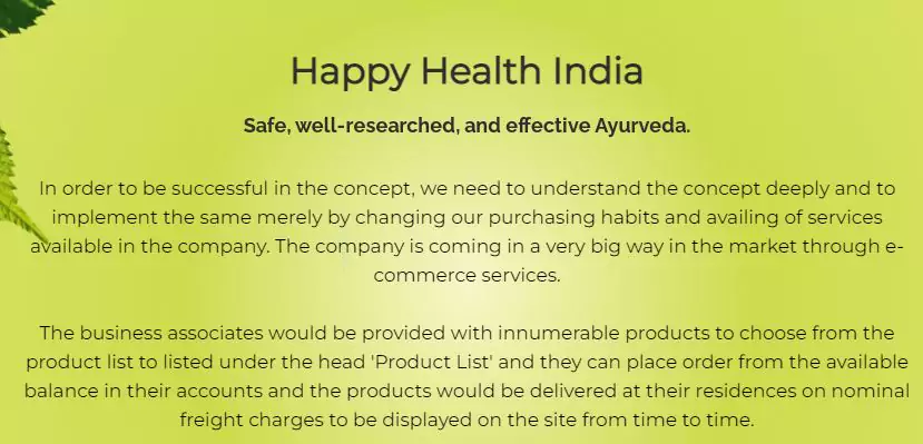 Happy Health India Product Rate List