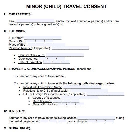 [PDF] Minor (Child) Travel Consent Form PDF - Panot Book