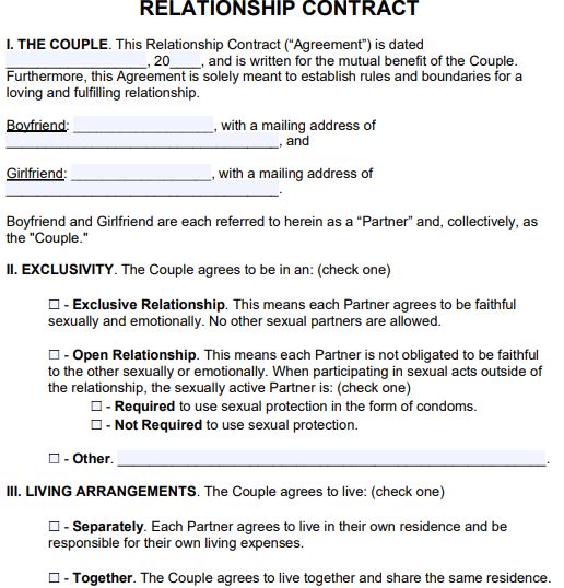 [PDF] Relationship Contract Template PDF Panot Book