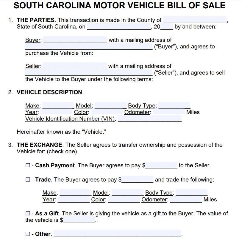 [PDF] South Carolina Bill Of Sale Form PDF - Panot Book