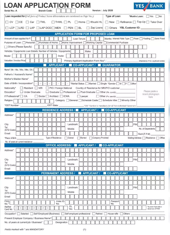 [PDF] YES Bank Loan Application Form PDF Panot Book