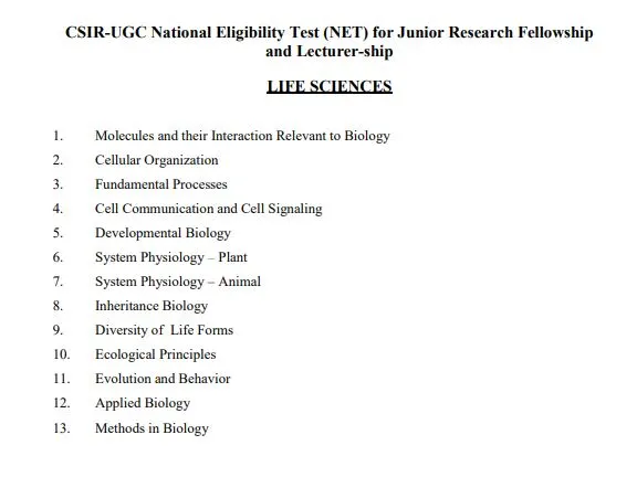 Net CSIR Life Science Syllabus PDF