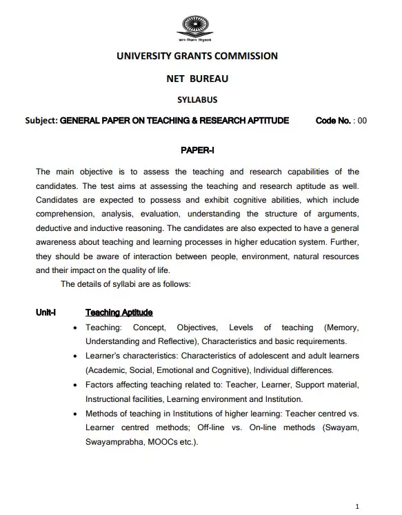 [PDF] UGC NET Syllabus 2023 For Paper 1 PDF - Panot Book