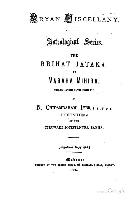 [PDF] Varahamihira The Brihat Jataka PDF - Panot Book