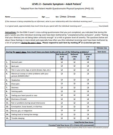 Patient Health Questionnaire 15
