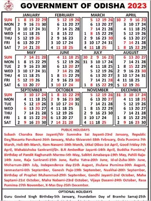 [PDF] Odisha Government Calendar 2024 PDF - Panot Book